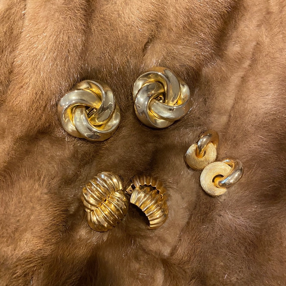 Costume Faux Gold Finish Clip On Earrings